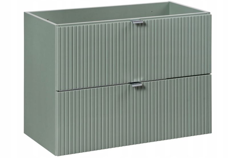Szafka pod umywalkę Furnidea 80 cm wisząca szałwia ryflowane fronty ...
