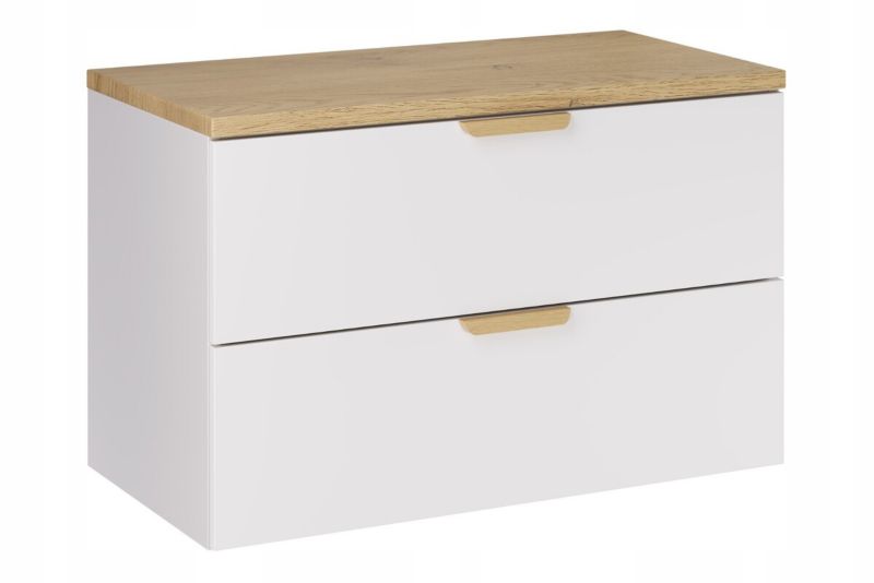 Szafka pod umywalkę Furnidea 80 cm z blatem biały mat dąb Cremona Aster 1 szt.