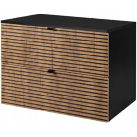 Szafka pod umywalkę Furnidea 80 cm z blatem czarna z frezowanym frontem 2 szuflady LOFT 1 szt.