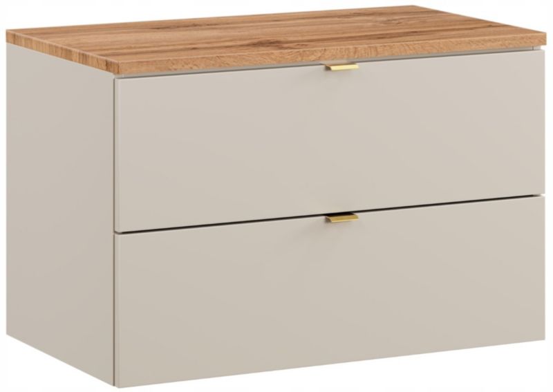 Szafka pod umywalkę Furnidea 80 cm z blatem kaszmir dąb Wotan ryflowany Dalia Cashmere 1 szt.