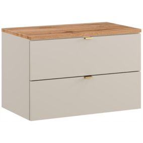 Szafka pod umywalkę Furnidea 80 cm z blatem kaszmir dąb Wotan ryflowany Dalia Cashmere 1 szt.