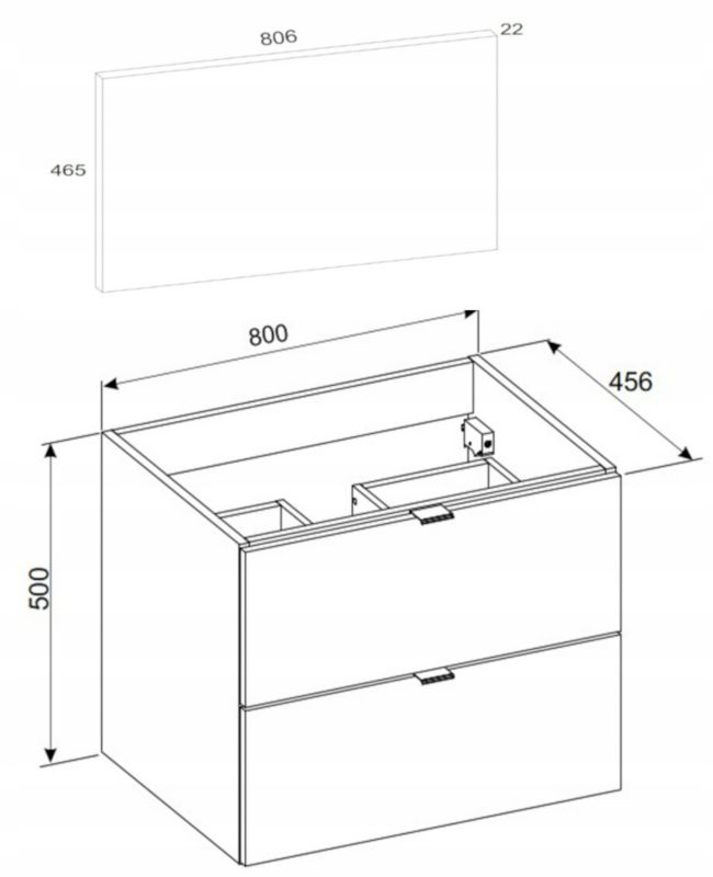 Szafka pod umywalkę Furnidea 80 cm z blatem kaszmir dąb Wotan ryflowany Dalia Cashmere 1 szt.