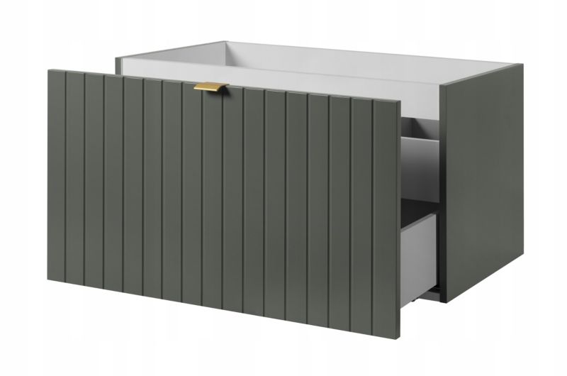 Szafka pod umywalkę Furnidea 81 cm lakierowana frezowana zielony półmat blat drewno Harmo 1 szt.