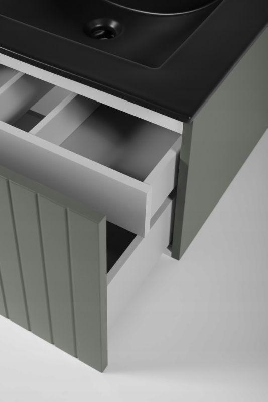 Szafka pod umywalkę Furnidea 81 cm lakierowana frezowana zielony półmat blat drewno Harmo 1 szt.