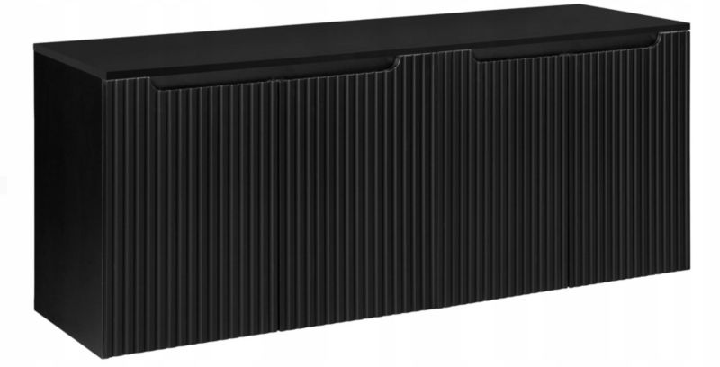 Szafka pod umywalkę Furnidea Nova Black czarna z blatem 160 cm ryflowana 1 szt.