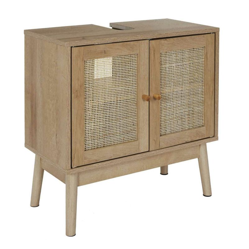 Szafka pod umywalkę TIVO z rattanem HowHomely brąz 70 cm 1 szt.