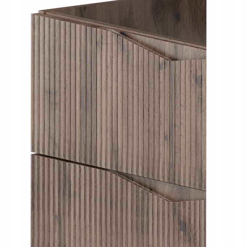 Szafka pod umywalkę z blatem Furnidea 60 cm wisząca dąb wotan ryflowane fronty zestaw CLEO 1 szt.