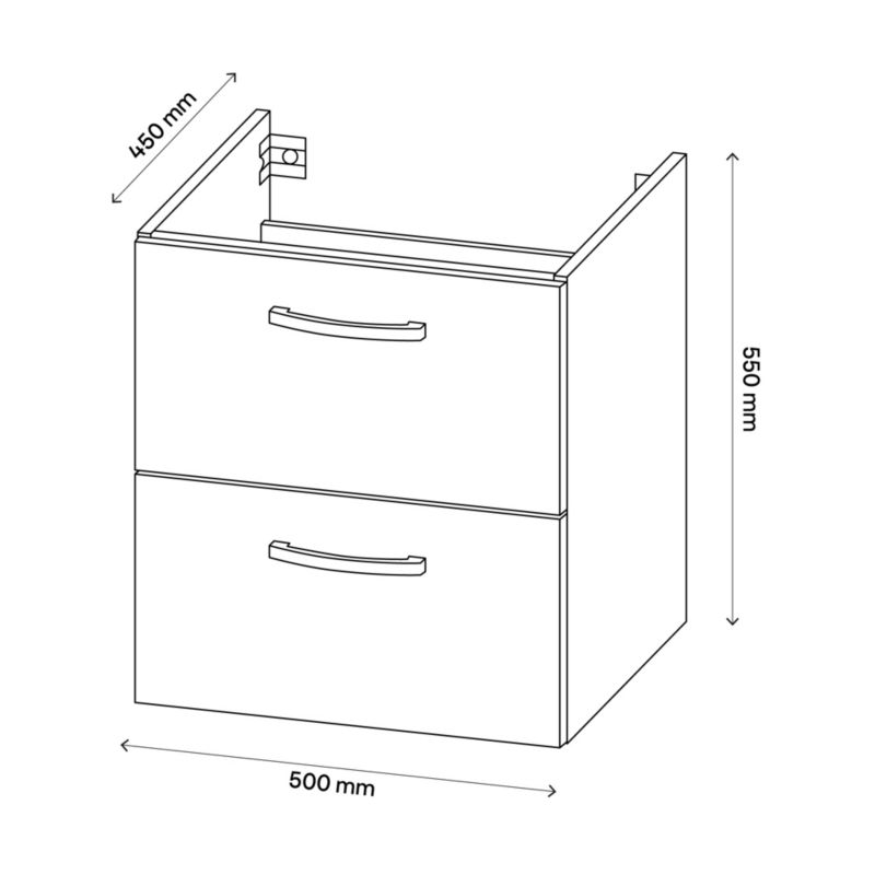 Szafka pod umywalkę Aruna wisząca 50 cm biała