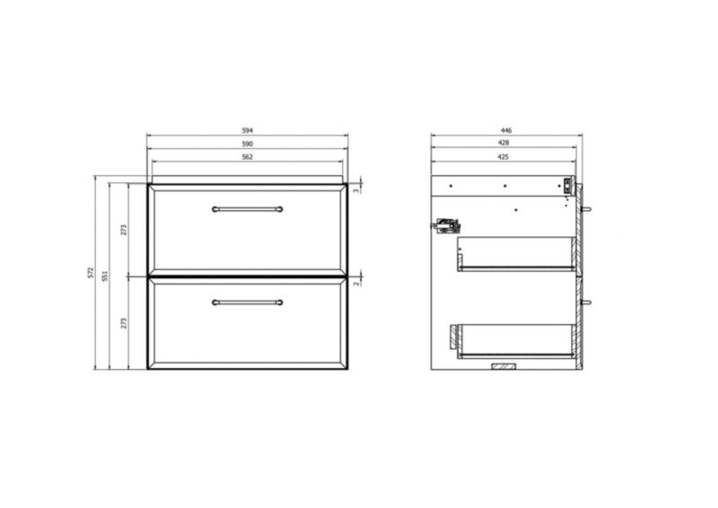 Szafka pod umywalkę Cersanit Mille wisząca 60 cm dąb
