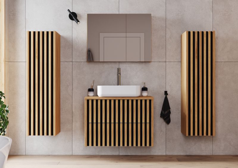 Szafka pod umywalkę Deftrans Line wisząca 80 cm dąb złoty