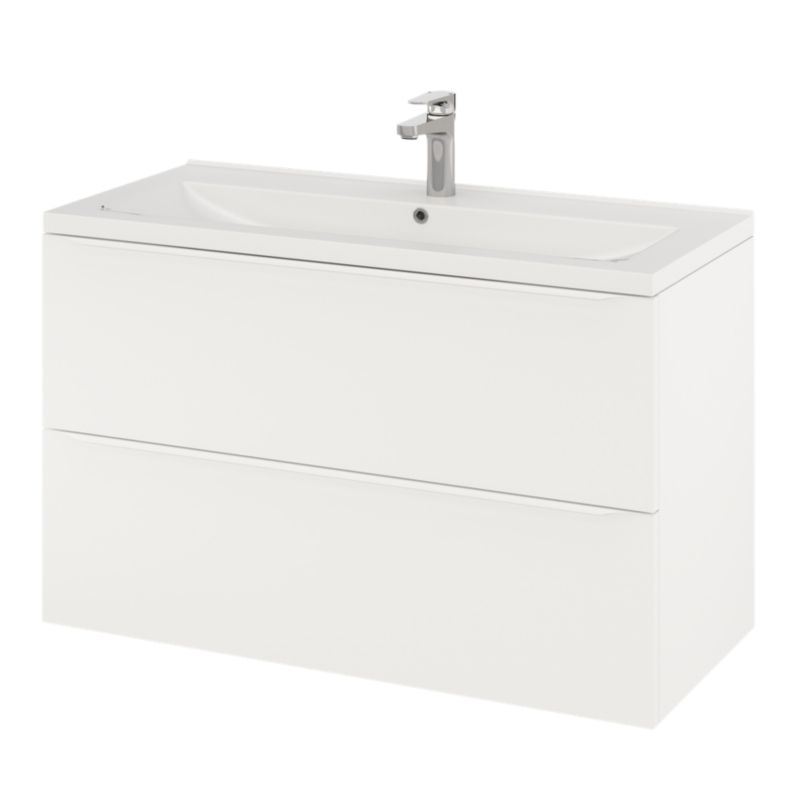 Szafka pod umywalkę GoodHome Imandra 100 cm wisząca biały mat