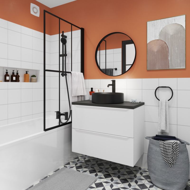 Szafka pod umywalkę GoodHome Imandra 80 cm wisząca biały mat