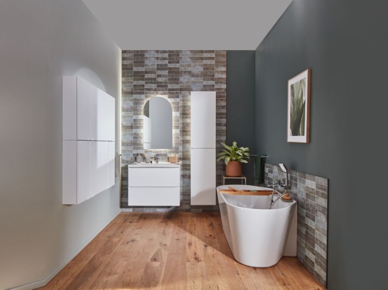 Szafka pod umywalkę GoodHome Imandra 80 cm wisząca biały mat