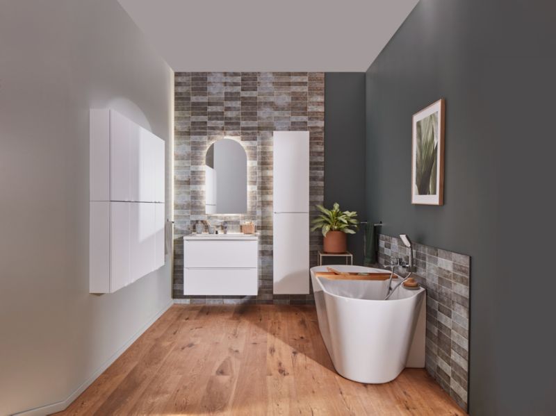 Szafka pod umywalkę GoodHome Imandra 80 cm wisząca biały mat