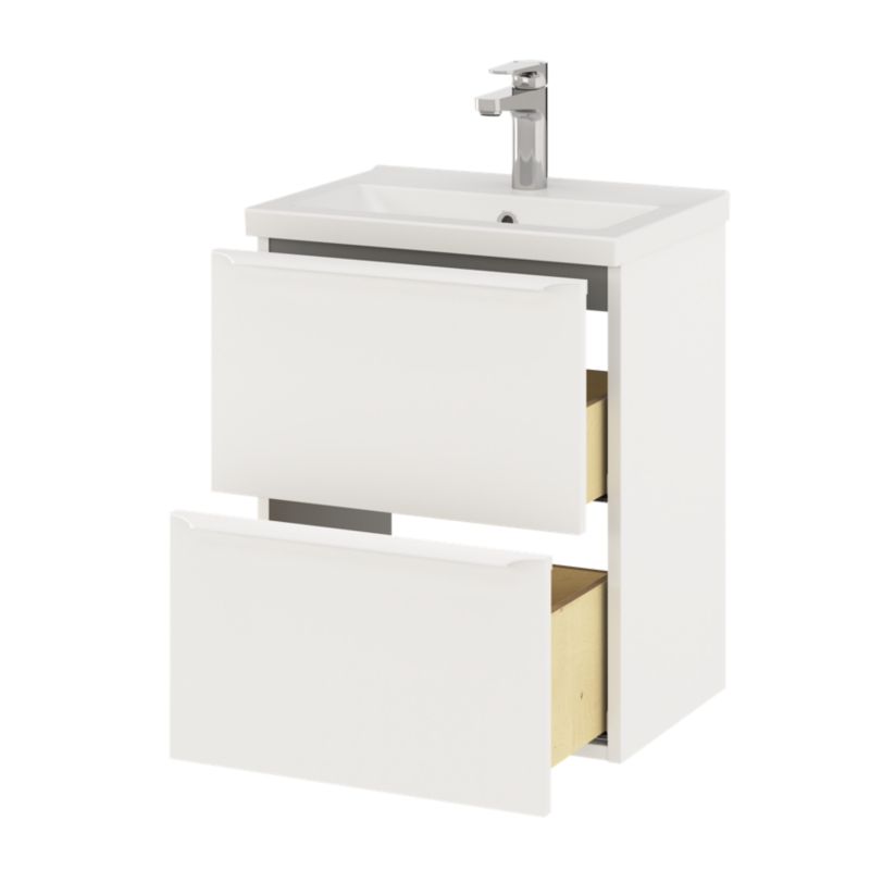 Szafka pod umywalkę GoodHome Imandra Slim 50 cm wisząca biały mat