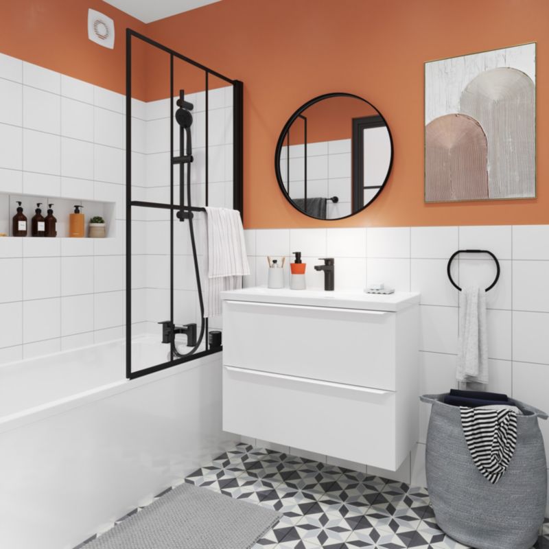 Szafka pod umywalkę GoodHome Imandra Slim 80 cm wisząca biały mat