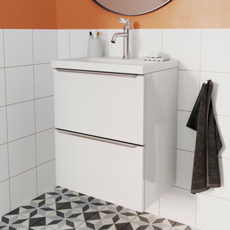Szafka pod umywalkę GoodHome Imandra Slim wisząca 50 cm biała