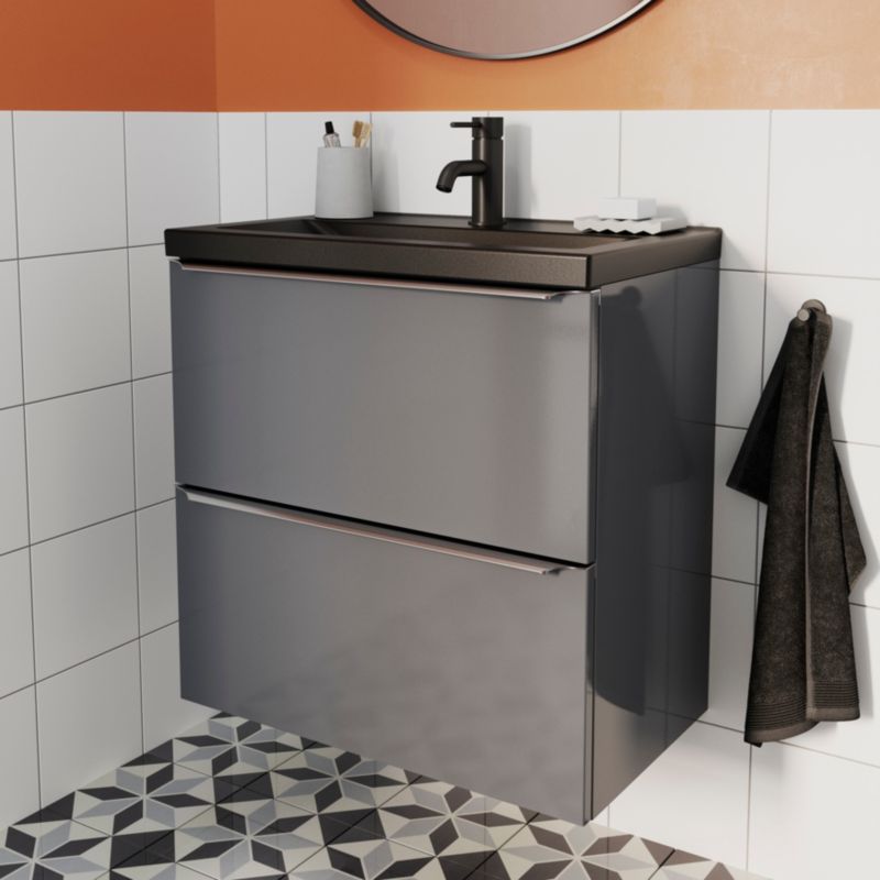 Szafka pod umywalkę GoodHome Imandra Slim wisząca 60 cm antracyt
