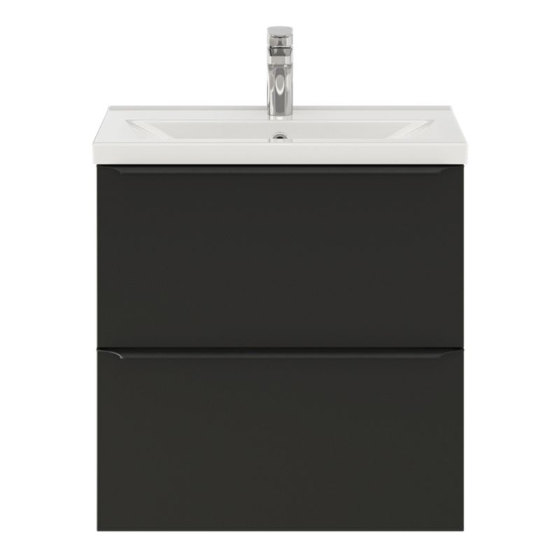 Szafka pod umywalkę GoodHome Imandra Slim wisząca 60 cm czarny mat
