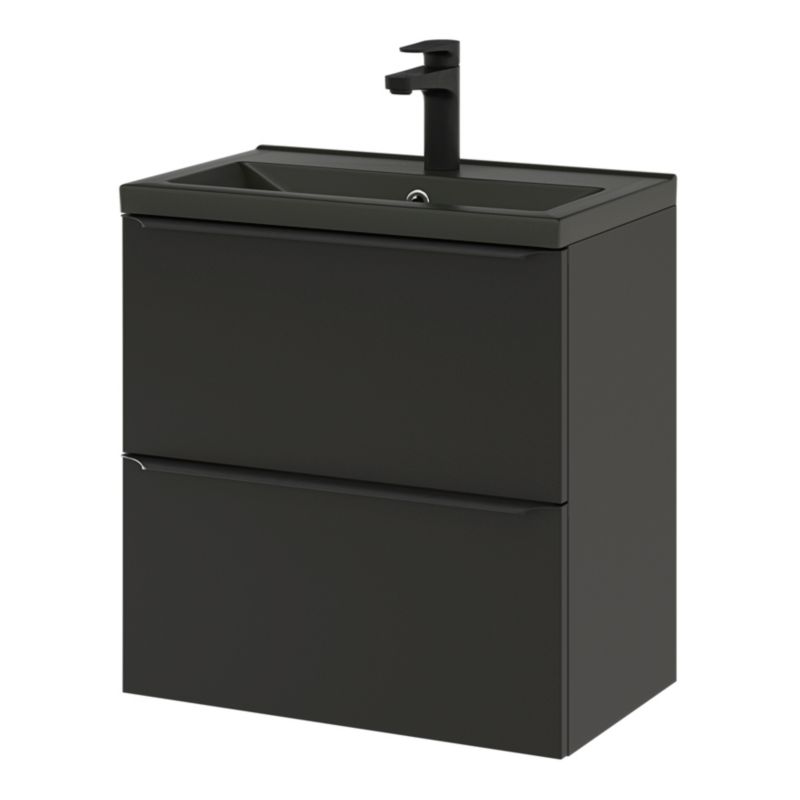 Szafka pod umywalkę GoodHome Imandra Slim wisząca 60 cm czarny mat