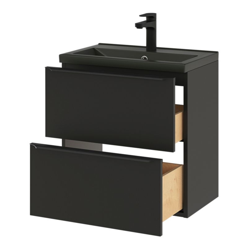 Szafka pod umywalkę GoodHome Imandra Slim wisząca 60 cm czarny mat