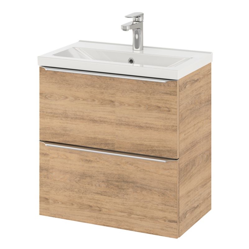 Szafka pod umywalkę GoodHome Imandra Slim wisząca 60 cm dąb