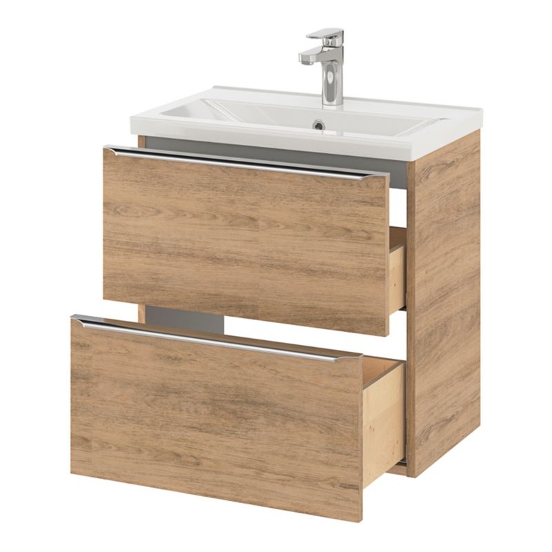 Szafka pod umywalkę GoodHome Imandra Slim wisząca 60 cm dąb