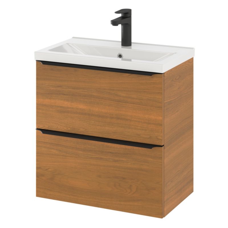 Szafka pod umywalkę Goodhome Imandra Slim wisząca 60 cm orzech