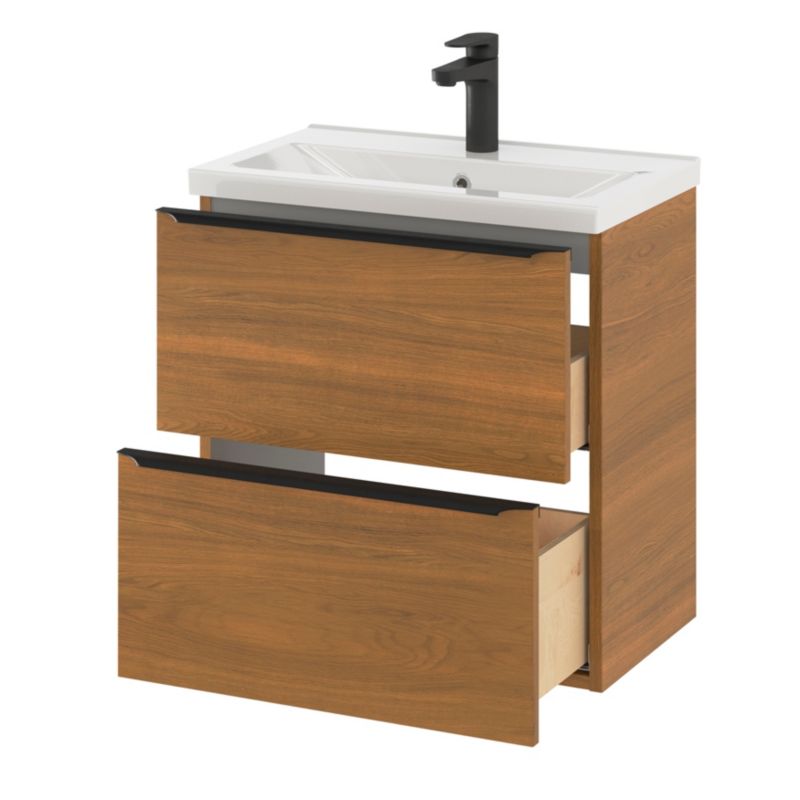 Szafka pod umywalkę Goodhome Imandra Slim wisząca 60 cm orzech