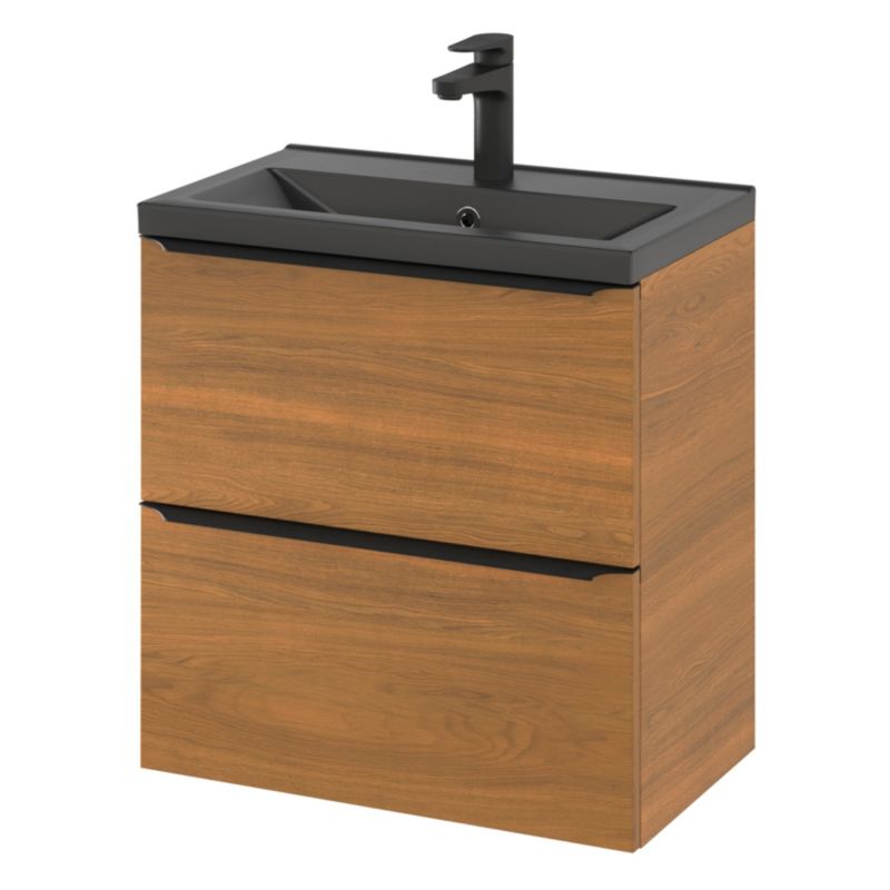 Szafka pod umywalkę Goodhome Imandra Slim wisząca 60 cm orzech