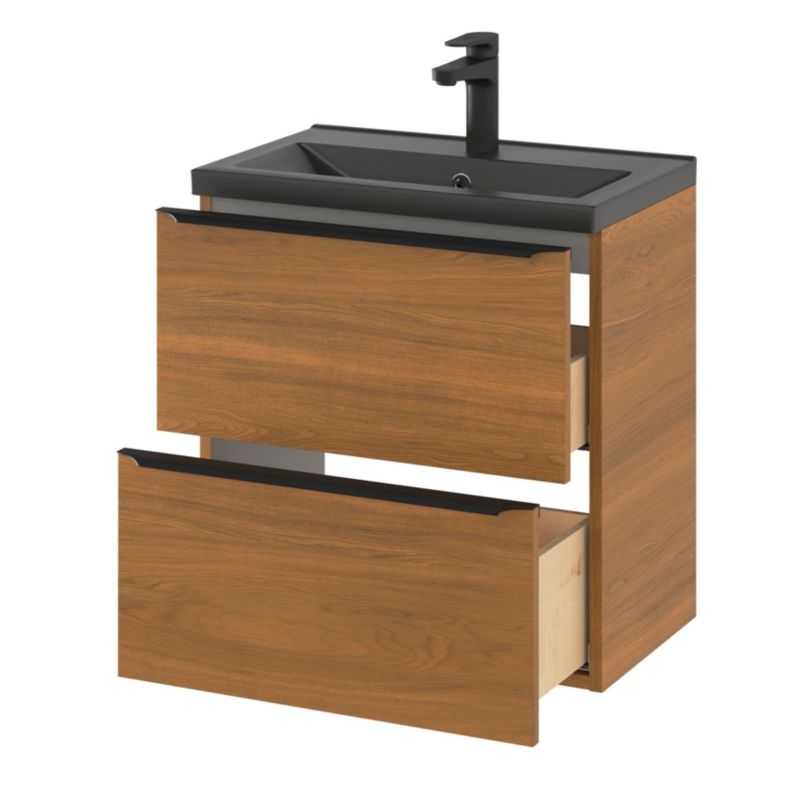 Szafka pod umywalkę Goodhome Imandra Slim wisząca 60 cm orzech