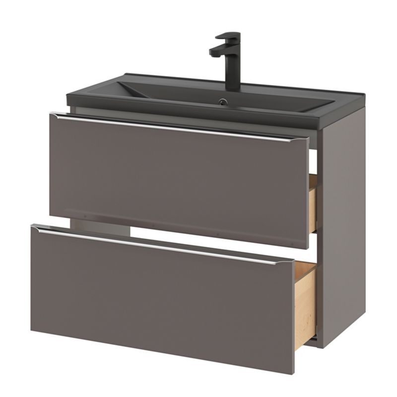 Szafka pod umywalkę GoodHome Imandra Slim wisząca 80 cm antracyt