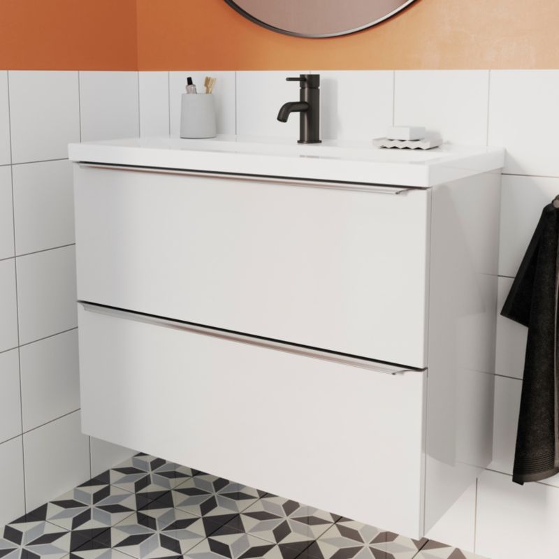 Szafka pod umywalkę GoodHome Imandra Slim wisząca 80 cm biała