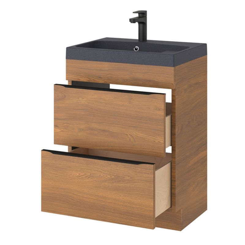 Szafka pod umywalkę Goodhome Imandra stojąca 60 cm orzech
