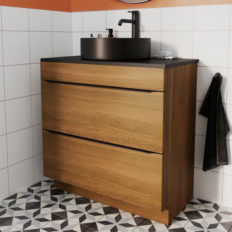 Szafka pod umywalkę Goodhome Imandra stojąca 80 cm orzech