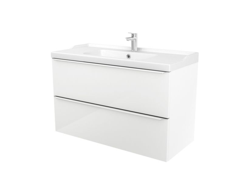 Szafka pod umywalkę GoodHome Imandra wisząca 100 cm biała