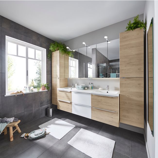 Szafka pod umywalkę GoodHome Imandra wisząca 100 cm dąb