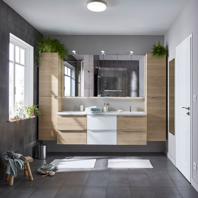 Szafka pod umywalkę GoodHome Imandra wisząca 100 cm dąb