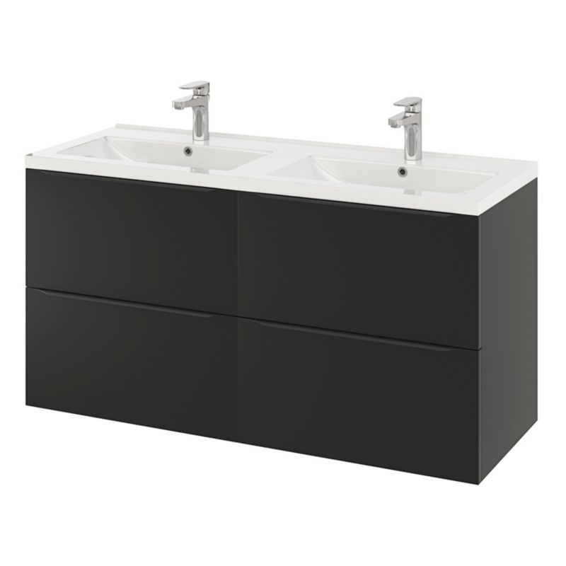 Szafka pod umywalkę GoodHome Imandra wisząca 120 cm czarny mat