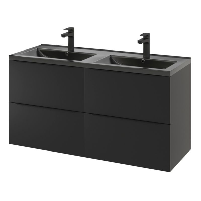 Szafka pod umywalkę GoodHome Imandra wisząca 120 cm czarny mat