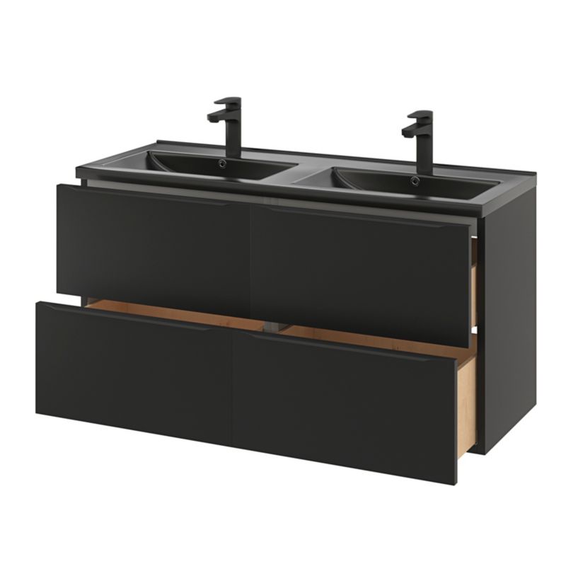Szafka pod umywalkę GoodHome Imandra wisząca 120 cm czarny mat