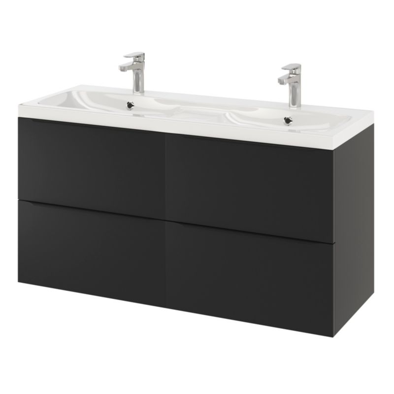 Szafka pod umywalkę GoodHome Imandra wisząca 120 cm czarny mat