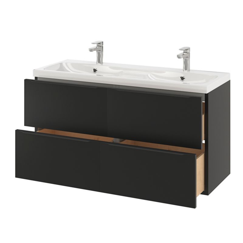 Szafka pod umywalkę GoodHome Imandra wisząca 120 cm czarny mat