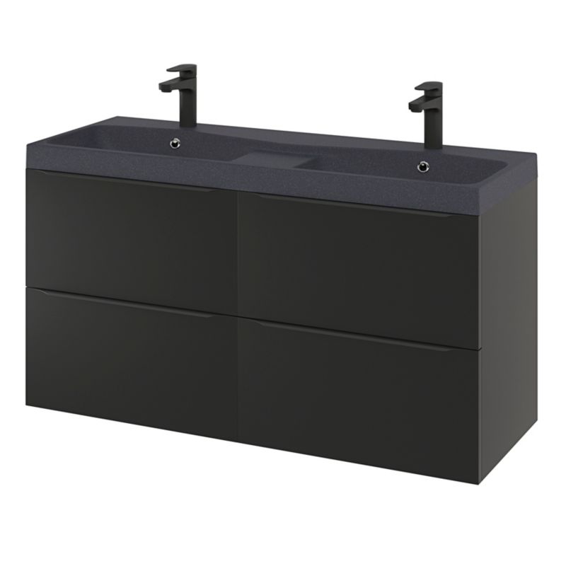 Szafka pod umywalkę GoodHome Imandra wisząca 120 cm czarny mat