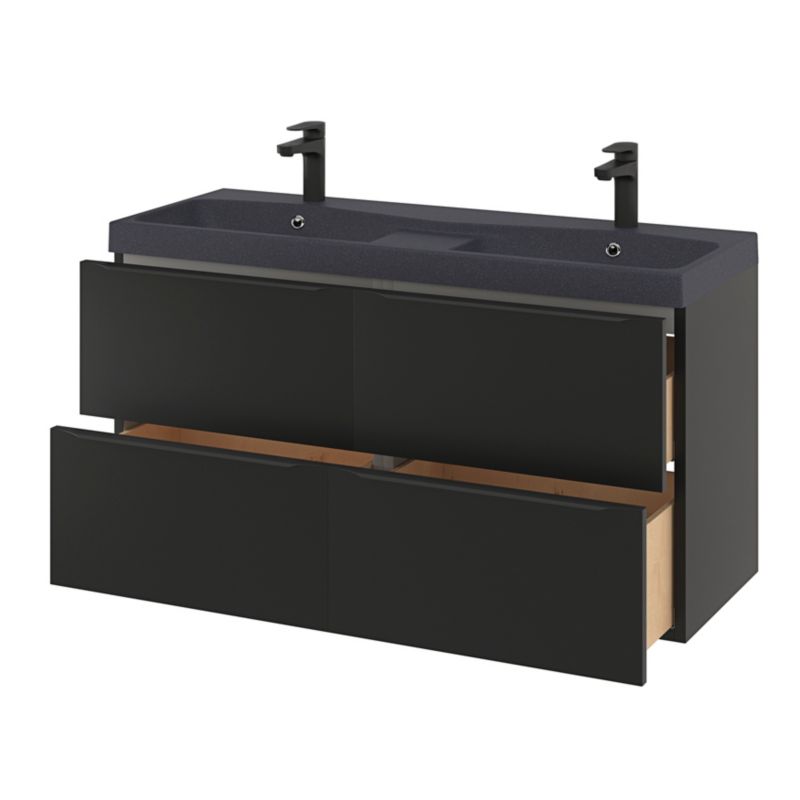 Szafka pod umywalkę GoodHome Imandra wisząca 120 cm czarny mat