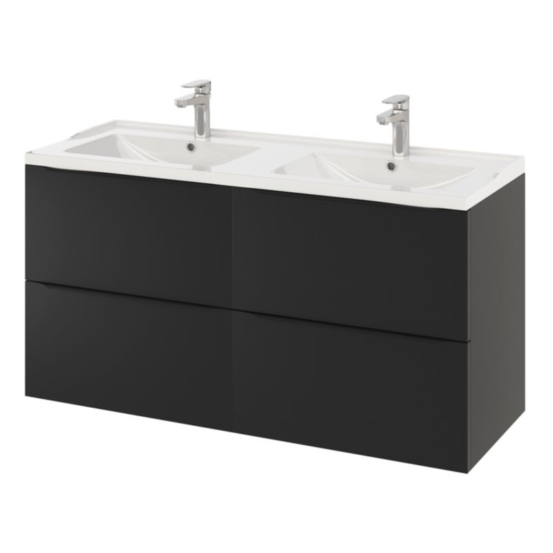 Szafka pod umywalkę GoodHome Imandra wisząca 120 cm czarny mat