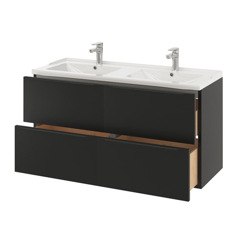 Szafka pod umywalkę GoodHome Imandra wisząca 120 cm czarny mat