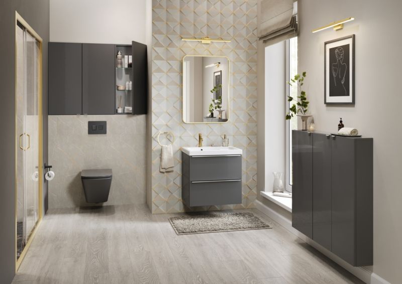 Szafka pod umywalkę GoodHome Imandra wisząca 60 cm antracyt