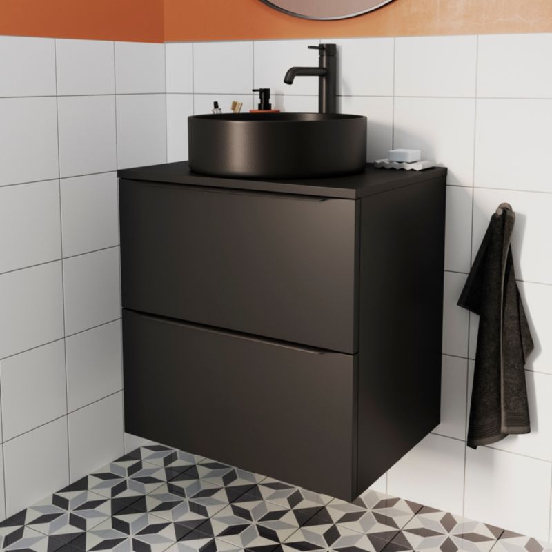 Szafka pod umywalkę GoodHome Imandra wisząca 60 cm czarny mat