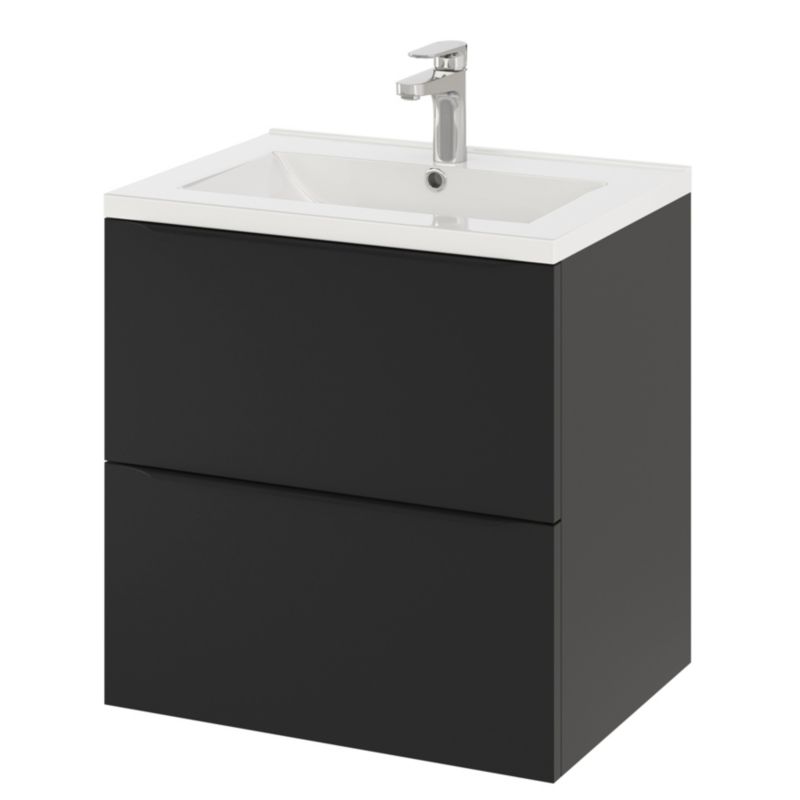 Szafka pod umywalkę GoodHome Imandra wisząca 60 cm czarny mat